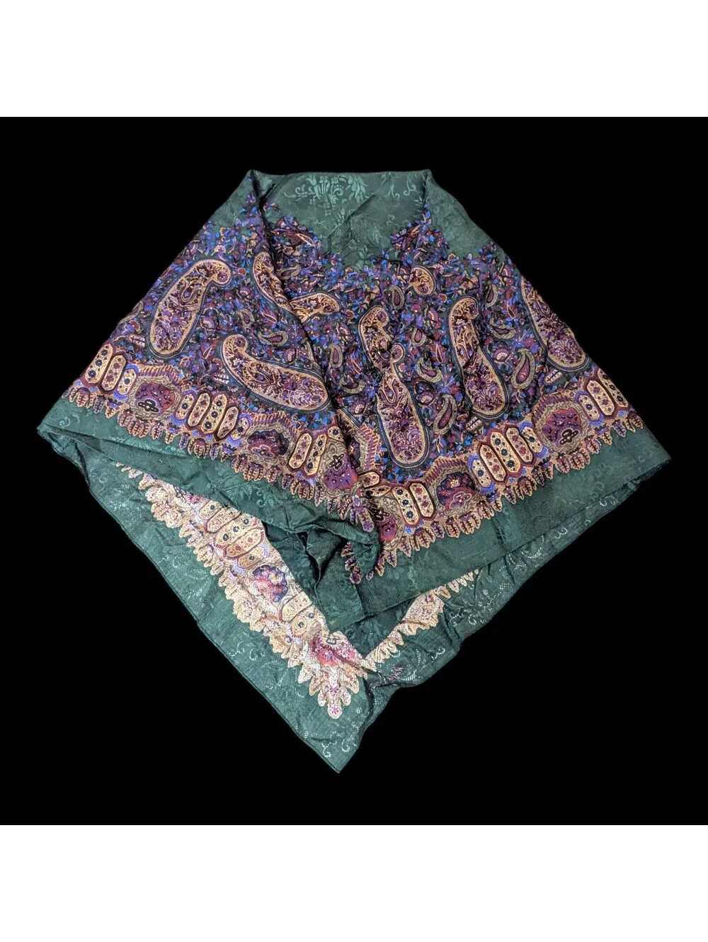 Polo Ralph Lauren green paisley silk scarf